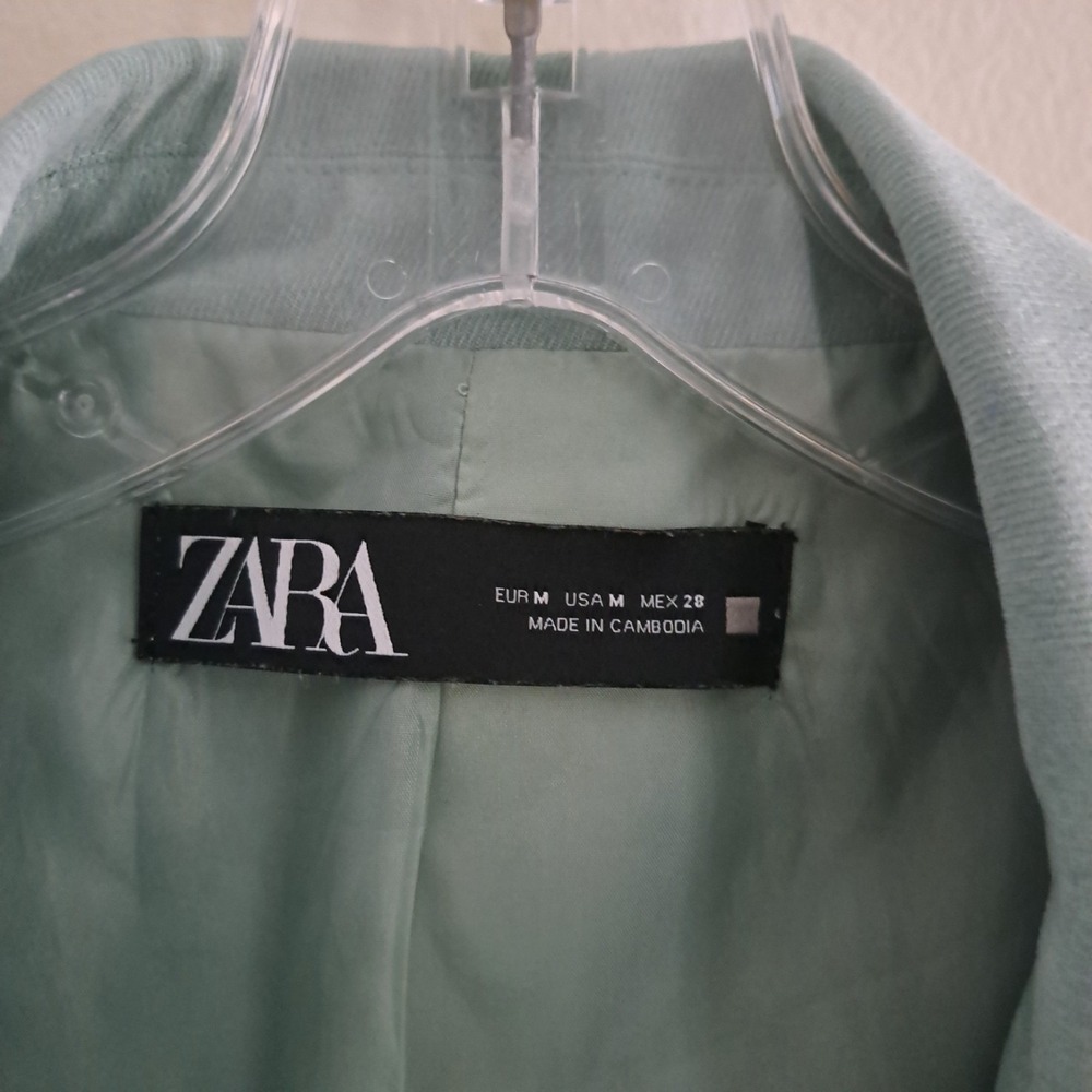 Zara Womens Sage Green Double Breasted Oversized Blazer Jacket Size M - Picture 13 of 13